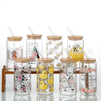 Sippy čaša s poklopcem i slamkom, borosilikatno staklo visoke temperature otpornosti, jednostruka konstrukcija