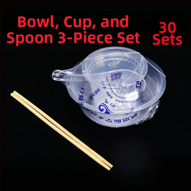 Jednorázová súprava riadu zo štyroch kusov, s hrubším dizajnom, z potravinárskeho plastu, nebiodegradovateľný