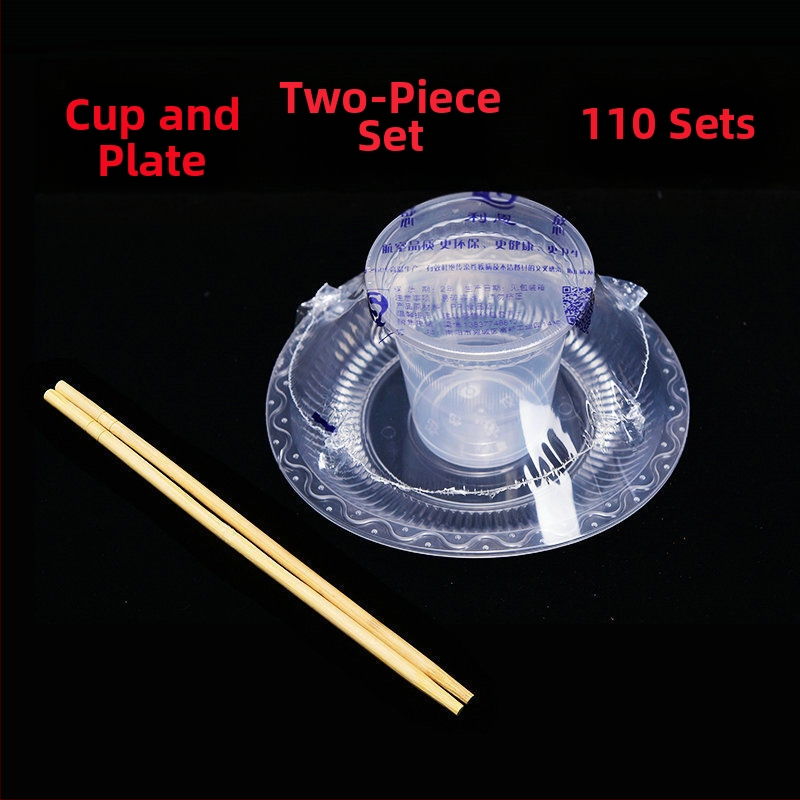 Jednorázová súprava riadu zo štyroch kusov, s hrubším dizajnom, z potravinárskeho plastu, nebiodegradovateľný