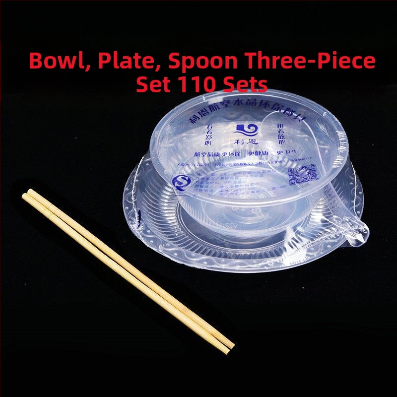 Jednorázová súprava riadu zo štyroch kusov, s hrubším dizajnom, z potravinárskeho plastu, nebiodegradovateľný