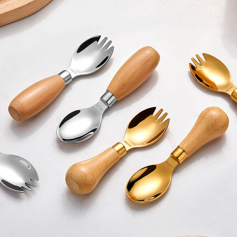 Hongjunda 304 nehrđajući čelik dječji pribor – žlica i vilica, minimalistički stil, za djecu od 6 mjeseci