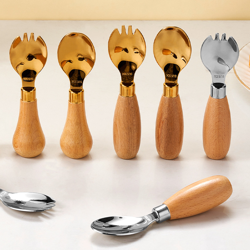 Hongjunda 304 nehrđajući čelik dječji pribor – žlica i vilica, minimalistički stil, za djecu od 6 mjeseci