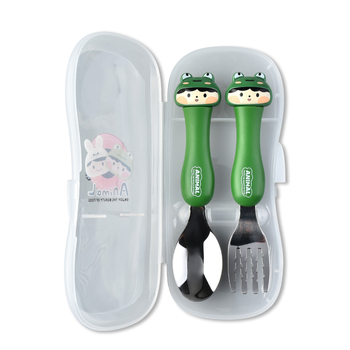 Sunny dječji set od nehrđajućeg čelika, vilica i žlica, karikatura stil, dvodijelni set, za djecu od 3 mjeseca