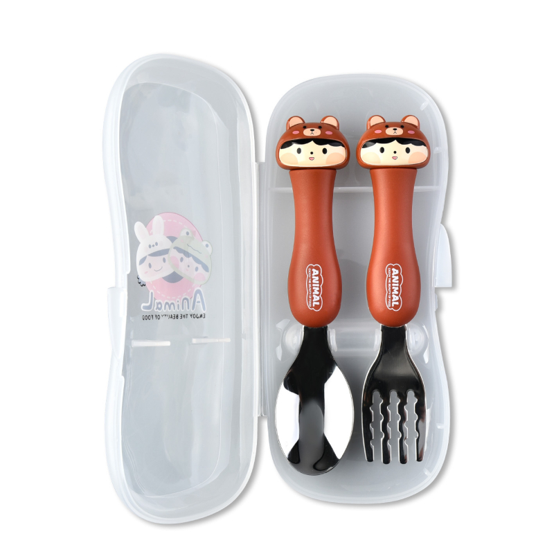 Sunny dječji set od nehrđajućeg čelika, vilica i žlica, karikatura stil, dvodijelni set, za djecu od 3 mjeseca