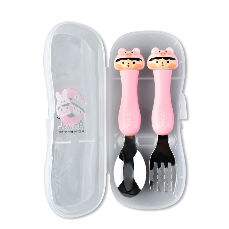 Sunny dječji set od nehrđajućeg čelika, vilica i žlica, karikatura stil, dvodijelni set, za djecu od 3 mjeseca