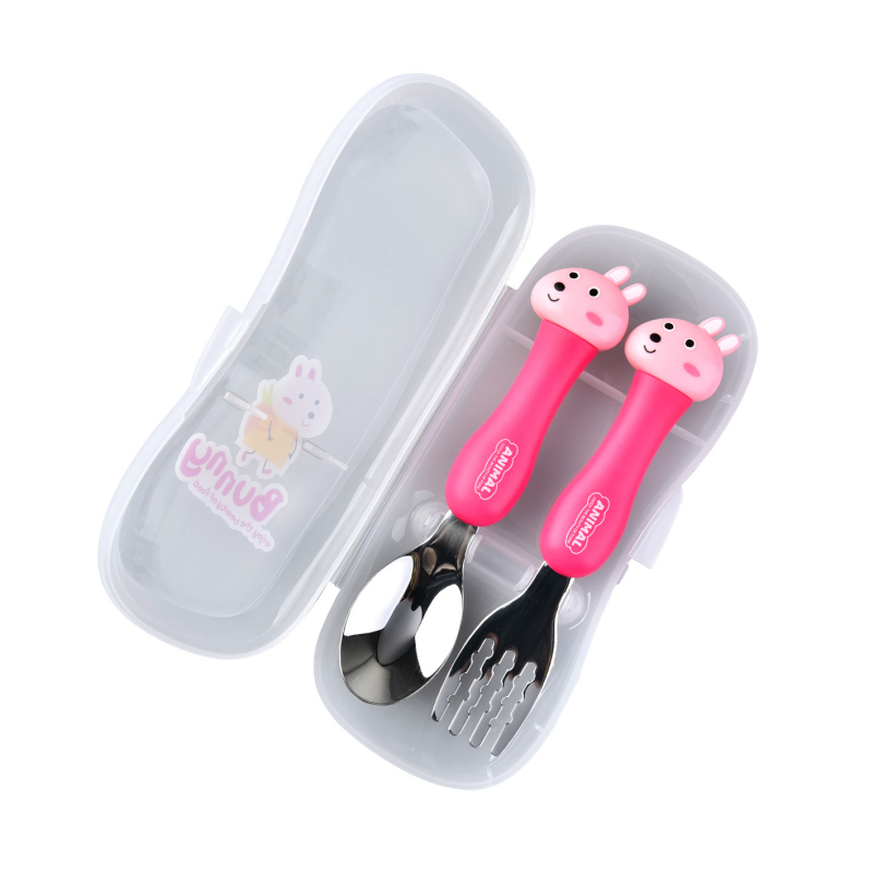 Sunny dječji set od nehrđajućeg čelika, vilica i žlica, karikatura stil, dvodijelni set, za djecu od 3 mjeseca