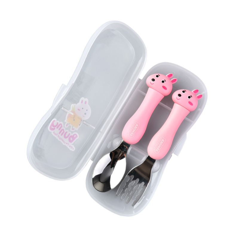 Sunny dječji set od nehrđajućeg čelika, vilica i žlica, karikatura stil, dvodijelni set, za djecu od 3 mjeseca