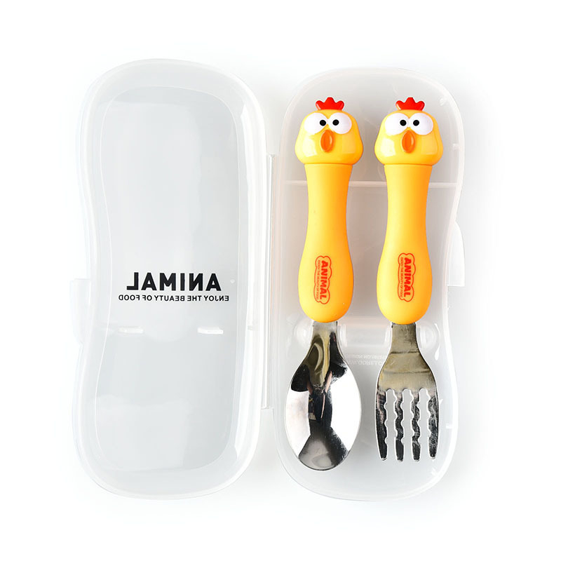 Sunny dječji set od nehrđajućeg čelika, vilica i žlica, karikatura stil, dvodijelni set, za djecu od 3 mjeseca
