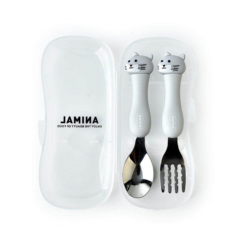 Sunny dječji set od nehrđajućeg čelika, vilica i žlica, karikatura stil, dvodijelni set, za djecu od 3 mjeseca