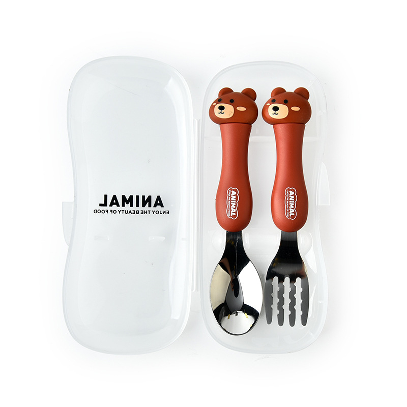 Sunny dječji set od nehrđajućeg čelika, vilica i žlica, karikatura stil, dvodijelni set, za djecu od 3 mjeseca