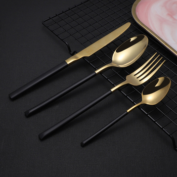 Set noževa, vilica i žlica od 304 nehrđajućeg čelika — zapadni stil stolnog posuđa, europski stil noža i vilice, ogledni sjaj, moderan minimalistički dizajn