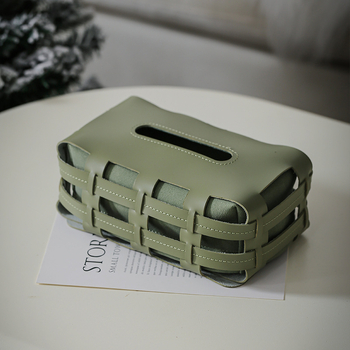 Szalvétatartó, kézzel készített bőrből, fényes luxus stílus, többfunkciós, autóba, nappaliba és fürdőszobába alkalmas (Anyag: bőr; Stílus: könnyű luxus; Funkció: többfunkciós; Felhasználás: autó/nappali/fürdőszoba)