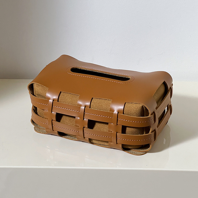 Szalvétatartó, kézzel készített bőrből, fényes luxus stílus, többfunkciós, autóba, nappaliba és fürdőszobába alkalmas (Anyag: bőr; Stílus: könnyű luxus; Funkció: többfunkciós; Felhasználás: autó/nappali/fürdőszoba)