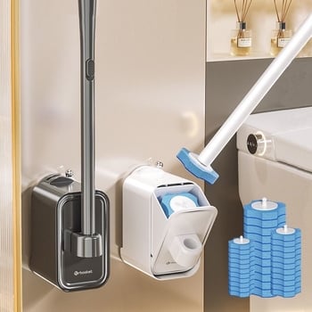 Egyszer használatos WC-kefés készlet vákuumszerelésű, falra szerelhető, műanyag, könnyű luxus stílus