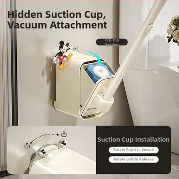 Jednorazová sada toaletnej kefy so sacím úchytom, nástenná montáž, plast, ľahký luxusný štýl