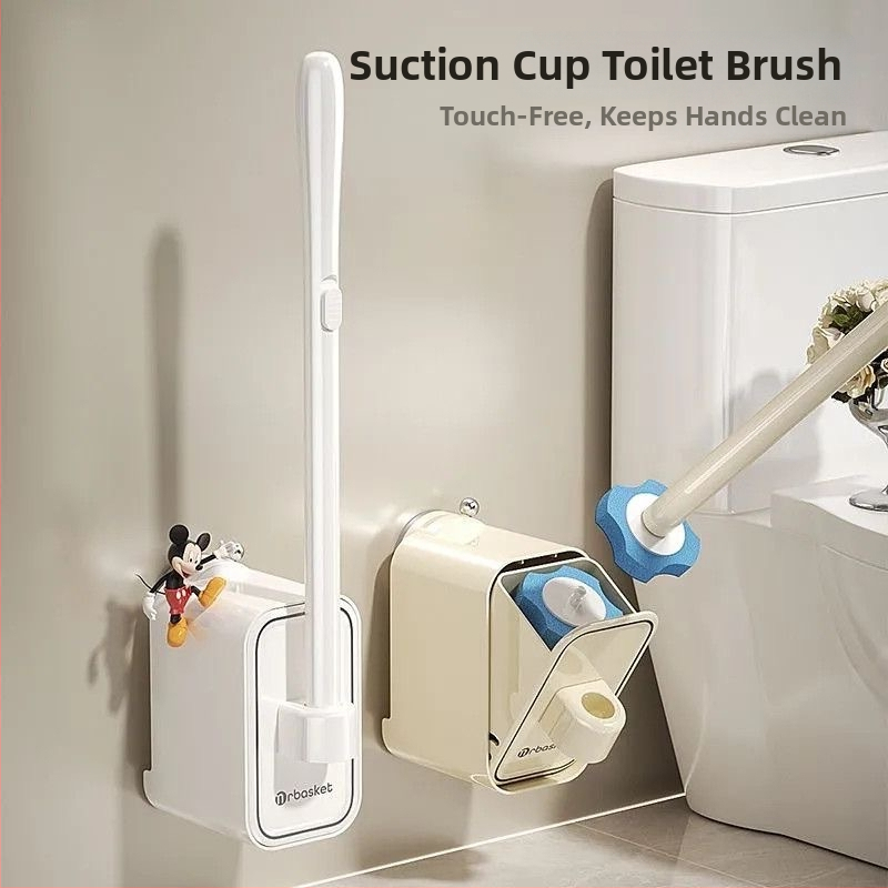 Jednorazová sada toaletnej kefy so sacím úchytom, nástenná montáž, plast, ľahký luxusný štýl