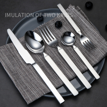 Trodjelni set pribora: nož, vilica, žlica od 304 nehrđajućeg čelika, debeli dizajn, ogledni završetak, zapadnjački stil