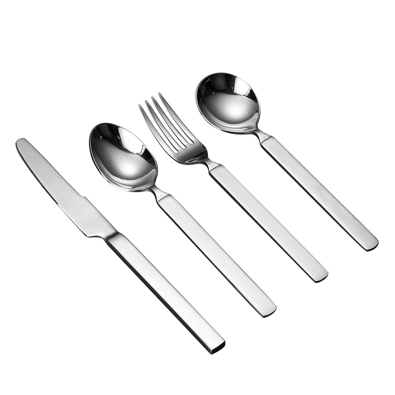 Trodjelni set pribora: nož, vilica, žlica od 304 nehrđajućeg čelika, debeli dizajn, ogledni završetak, zapadnjački stil