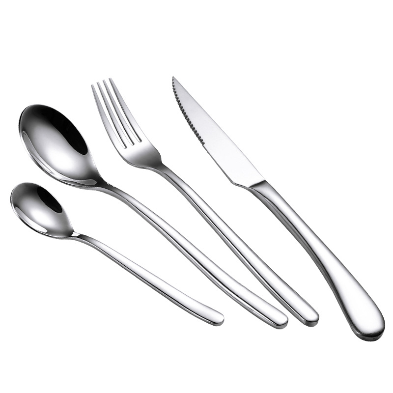 Zapadni set posuđa za stol s nožem za steak, vilicom i žlicom – nehrđajući čelik 201, poliranje ogledalom, stil lagani luksuz retro, mogućnost tiskanja logotipa