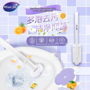 Egyszer használatos vécé kefés készlet hosszú nyéllel, műanyagból, modern minimalista stílusú fürdőszobába