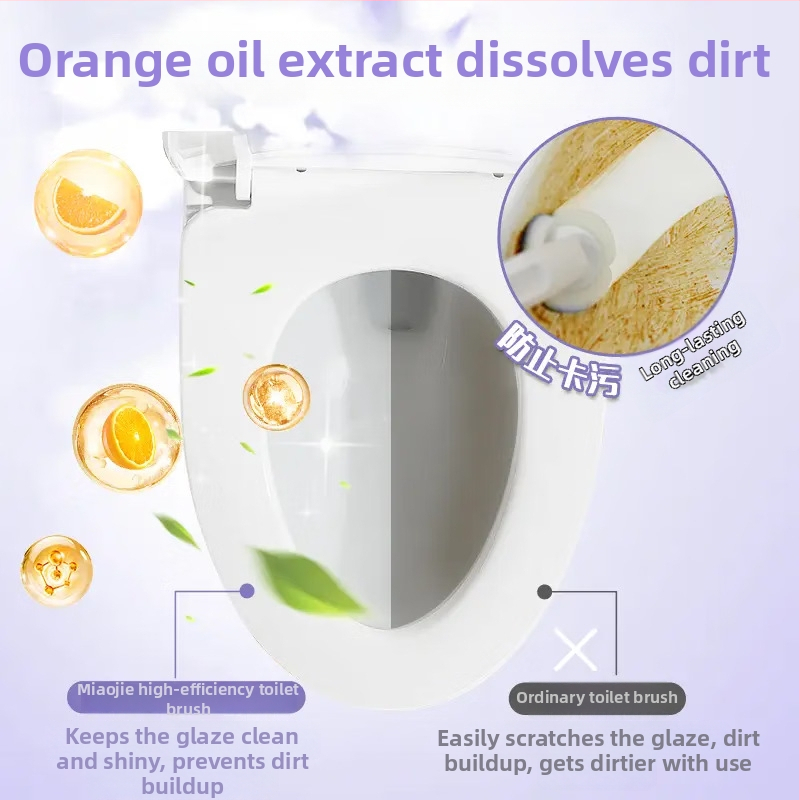 Egyszer használatos vécé kefés készlet hosszú nyéllel, műanyagból, modern minimalista stílusú fürdőszobába