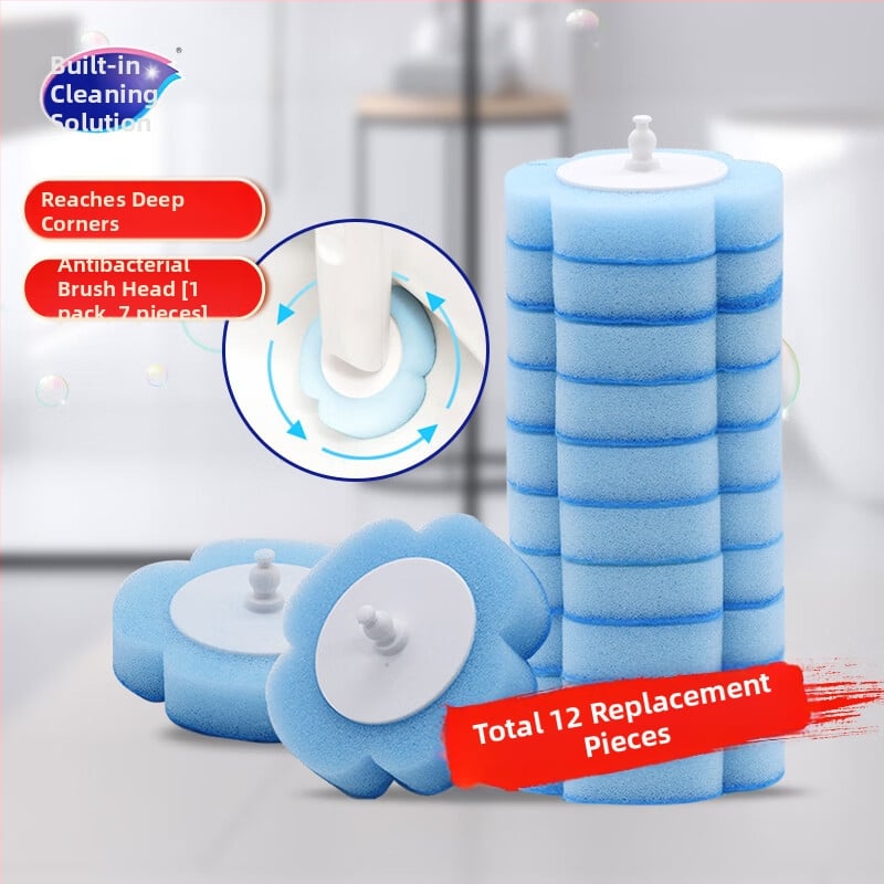 Egyszer használatos vécé kefés készlet hosszú nyéllel, műanyagból, modern minimalista stílusú fürdőszobába