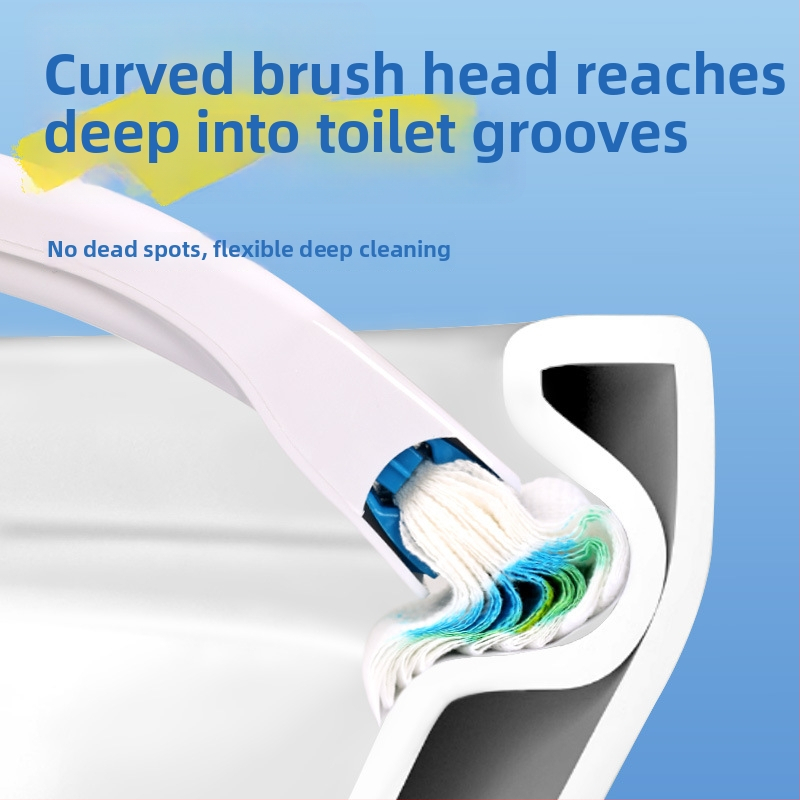 Yunlei Jednorázová sada toaletnej kefy, 1 kefka + 12 náhradných hlavíc, citrónová vôňa, plast