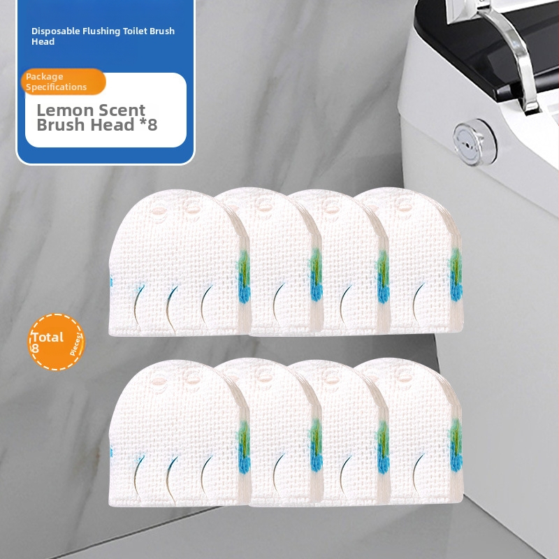 Yunlei Jednorázová sada toaletnej kefy, 1 kefka + 12 náhradných hlavíc, citrónová vôňa, plast