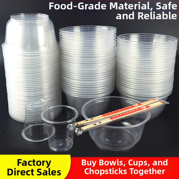 Egyszer használatos műanyag étkészlet poharakkal és kerek tálakkal, otthoni és üzleti felhasználásra; vastagabb műanyag esküvői poharak; logó nyomtatás lehetséges