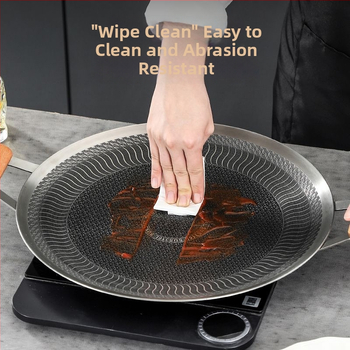 Rozsdamentes acélból készült körkörös kültéri grillsütő serpenyő kettős füllel, hordozható, tapadásmentes, könnyen tisztítható, korrózióálló