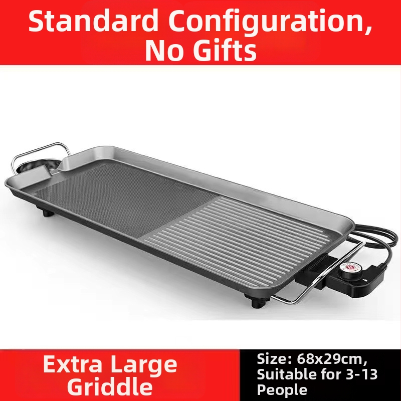 Füstmentes elektromos grillsütő serpenyő, tapadásmentes bevonattal, alumínium kivitel, négyzet alakú, hordozható