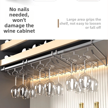 Nástenný držiak na poháre na víno, bez vŕtania, z karbónovej ocele, moderný minimalistický štýl, Ermo