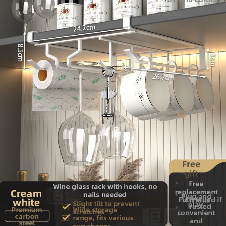 Nástenný držiak na poháre na víno, bez vŕtania, z karbónovej ocele, moderný minimalistický štýl, Ermo