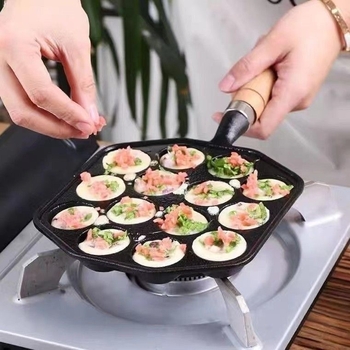 Takoyaki tiganj od lijevanog željeza bez premaza, okruglog oblika, porijeklo: Hebei Xingtai