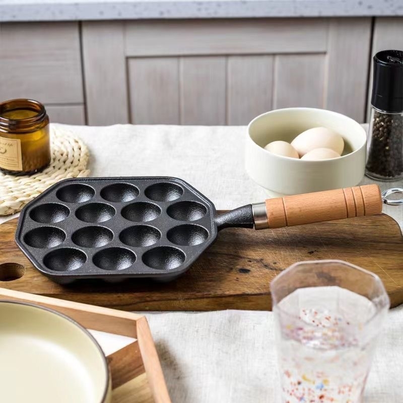 Takoyaki tiganj od lijevanog željeza bez premaza, okruglog oblika, porijeklo: Hebei Xingtai