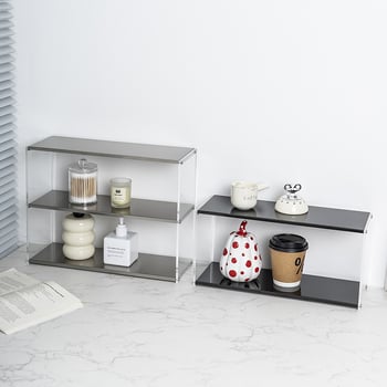 Дисплей рафт за чаши от акрил и неръждаема стомана за настолен плот – Xintao, модел Acrylic Stainless Steel Display Rack, Материал: неръждаема стомана, Подходящо: дневна/спалня/настолен плот, Сглобяем.