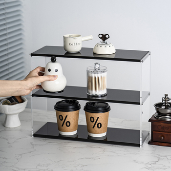 Дисплей рафт за чаши от акрил и неръждаема стомана за настолен плот – Xintao, модел Acrylic Stainless Steel Display Rack, Материал: неръждаема стомана, Подходящо: дневна/спалня/настолен плот, Сглобяем.