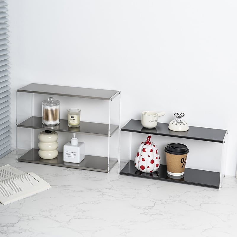 Дисплей рафт за чаши от акрил и неръждаема стомана за настолен плот – Xintao, модел Acrylic Stainless Steel Display Rack, Материал: неръждаема стомана, Подходящо: дневна/спалня/настолен плот, Сглобяем.