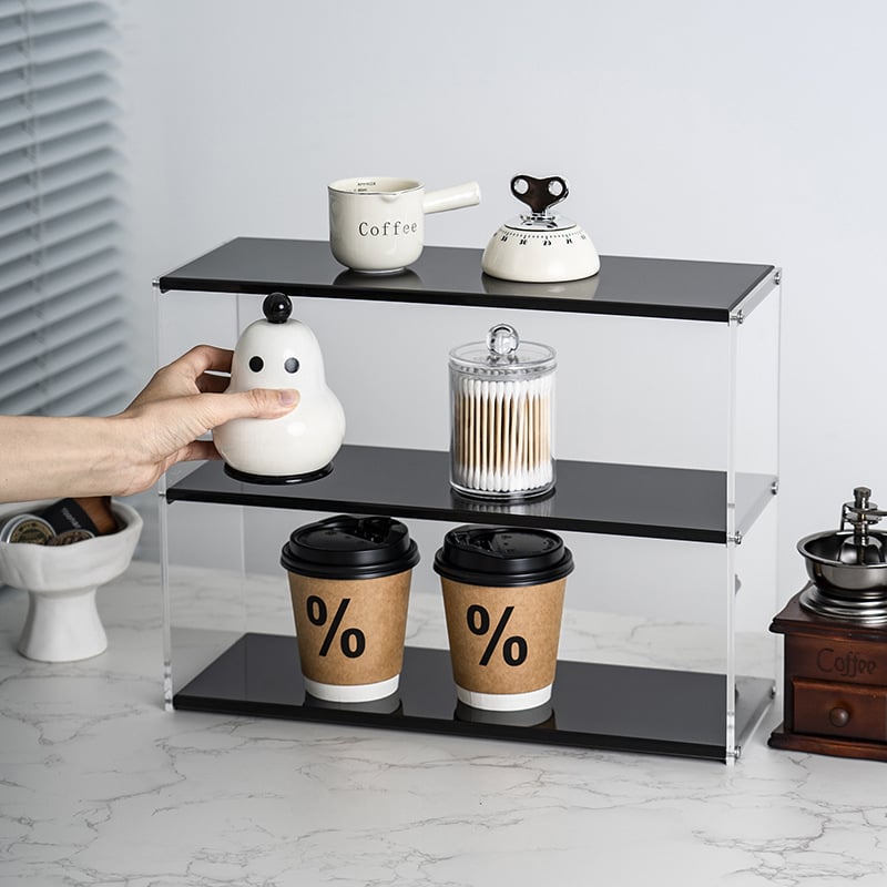 Дисплей рафт за чаши от акрил и неръждаема стомана за настолен плот – Xintao, модел Acrylic Stainless Steel Display Rack, Материал: неръждаема стомана, Подходящо: дневна/спалня/настолен плот, Сглобяем.