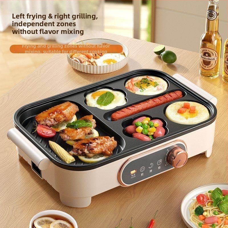 3-в-1 машина за закуска: електрически тиган за омлет и колбаси, 220 V, отопление с нагревателна тръба, за 2–3 порции