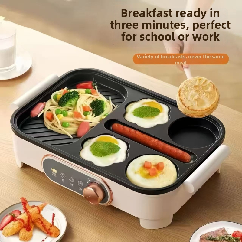 3-в-1 машина за закуска: електрически тиган за омлет и колбаси, 220 V, отопление с нагревателна тръба, за 2–3 порции