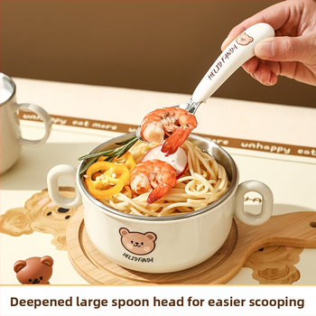 Dječji set posuđa od nehrđajućeg čelika – zdjela s dvostrukim držajem, otporna na pad, protiv opeklina, kvaliteta hrane, crtani stil, za djecu od 12 mjeseci i više