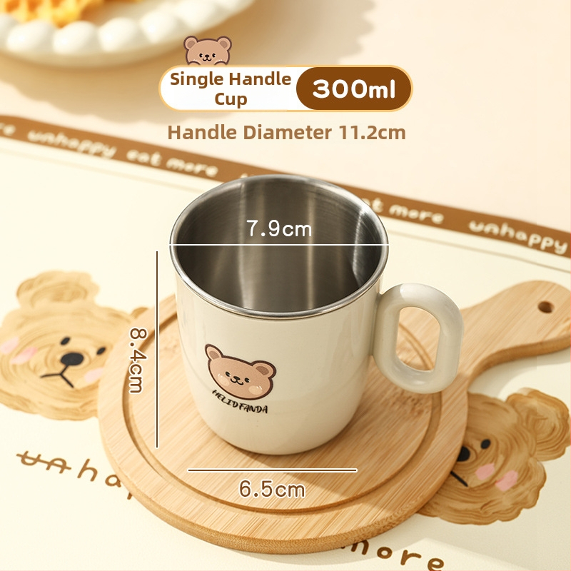 Dječji set posuđa od nehrđajućeg čelika – zdjela s dvostrukim držajem, otporna na pad, protiv opeklina, kvaliteta hrane, crtani stil, za djecu od 12 mjeseci i više