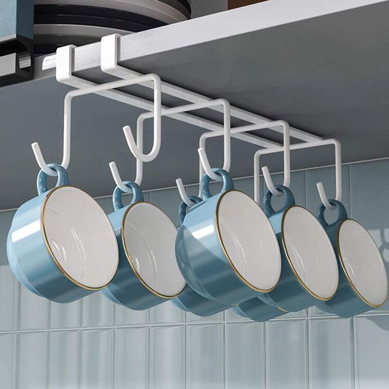 Ραφιέρα για κούπες από σίδηρο με σύρμα, κρεμαστή στον τοίχο, χωρίς οπές, μοντέρνο μίνιμαλιστικό στυλ