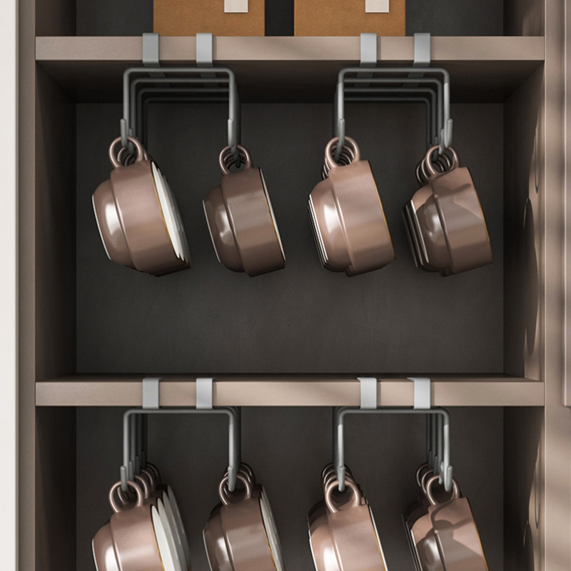 Ραφιέρα για κούπες από σίδηρο με σύρμα, κρεμαστή στον τοίχο, χωρίς οπές, μοντέρνο μίνιμαλιστικό στυλ