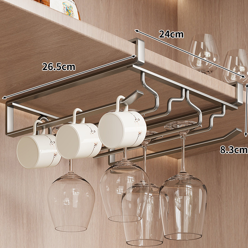 Držač za čaše vina, zidni, karbonska čelična konstrukcija, moderan minimalistički dizajn, standardna specifikacija