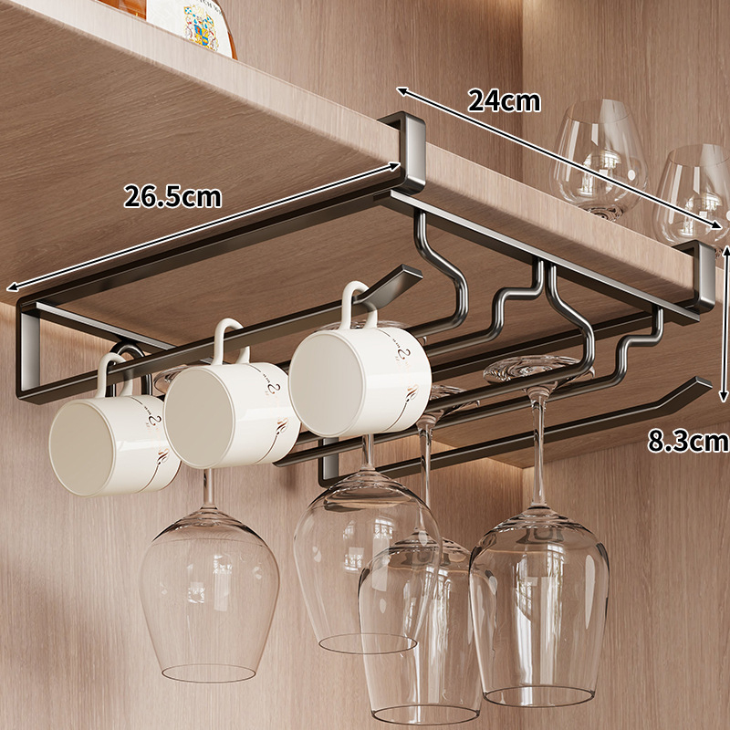 Držač za čaše vina, zidni, karbonska čelična konstrukcija, moderan minimalistički dizajn, standardna specifikacija