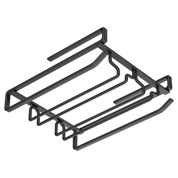 Τοίχου κρεμαστό ράφι για ποτήρια κρασιού, χωρίς τρύπες, ανθρακούχος χάλυβας, μοντέρνο μινιμαλιστικό στυλ, με επιλογή ενός ή δύο σειρών