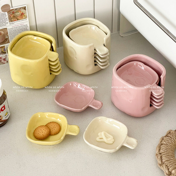 Πορσελάνινο πιάτο ντιπ με λαβή, ιαπωνικού στιλ, ακανόνιστος σχήματος, κατάλληλο για φούρνο μικροκυμάτων, για σάλτσα σόγιας και ξύδι