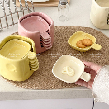 Πορσελάνινο πιάτο ντιπ με λαβή, ιαπωνικού στιλ, ακανόνιστος σχήματος, κατάλληλο για φούρνο μικροκυμάτων, για σάλτσα σόγιας και ξύδι